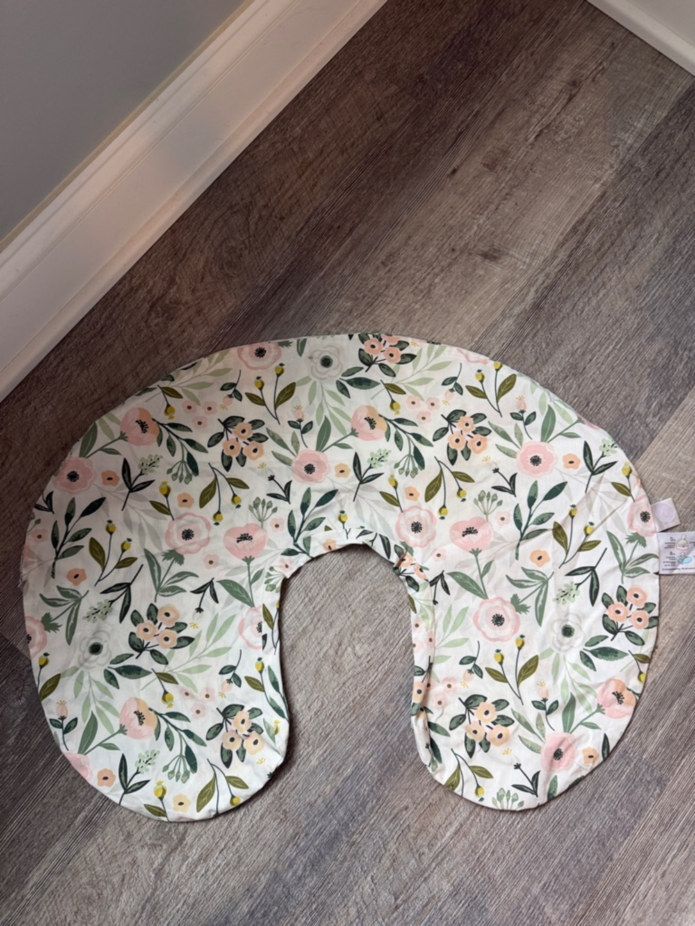 Boppy Floral Nursing Pillow Cover in Pink and Green